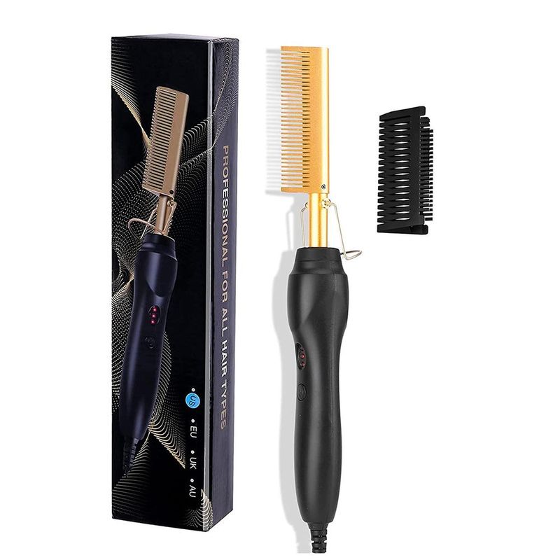 Pettine elettrico per riscaldamento caldo Piastra per capelli 3 in 1 Spazzola lisciante per capelli in ferro piatto liscio per parrucche Ferro arricciacapelli YSX_voghion.com