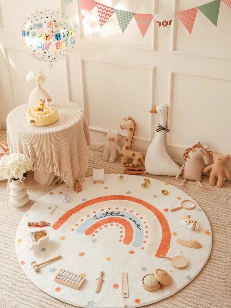 100CM Carpet Birthday Newborn Full Moon Hundred Days Anniversary Photography Round Floor Mat Shooting Props Baby Souvenirs Mats_voghion.com
