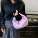 Borsa da polso a forma di nuvola semplice con manico superiore in pelle PU tinta unita da donna, per feste e vacanze 240820_voghion.com