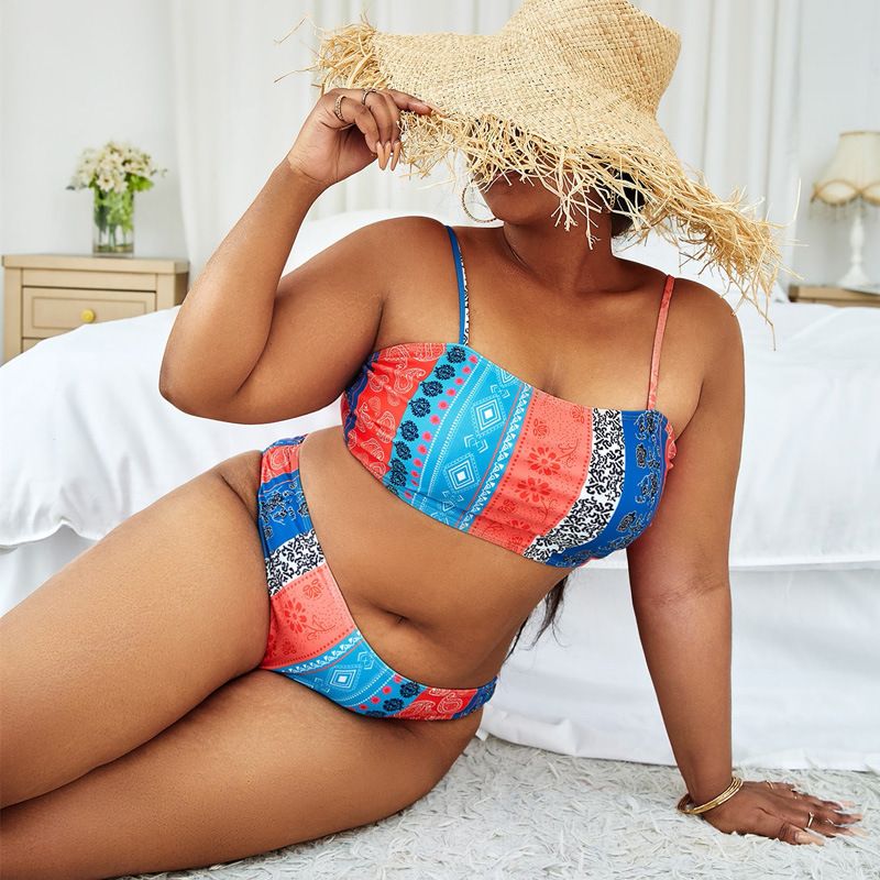Maillot de bain deux pièces pour femmes, grande taille, imprimé fendu, sexy, bikini_voghion.com