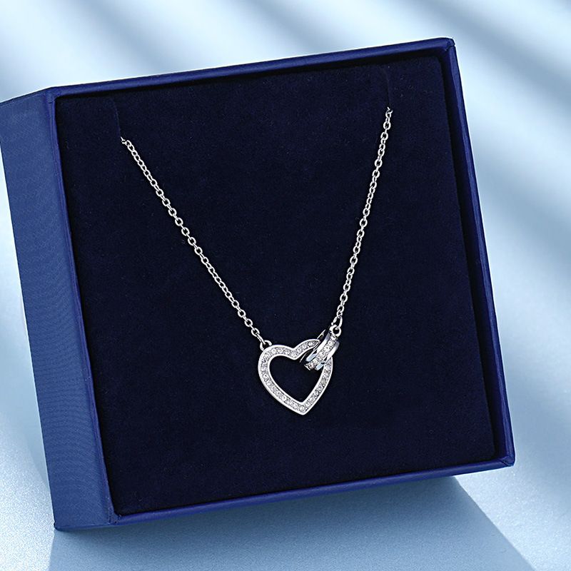 Ženska ljubezenska ogrlica iz rožnatega zlata v obliki srca, zapestnica s kristalnimi elementi, ženski stil za starejše od let_voghion.com