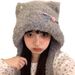 Homemade Autumn And Winter Atmosphere Sticker, Cute Plush Teddy Bear, Internet Famous Bow, Warm Ear Protection Hat,_voghion.com