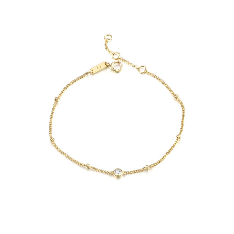 Ins Style Gold Bracelet Inlaid With Moissanite 2.5mm Adjustable 9/10/14K Gold Bracelet Design Female Model_voghion.com