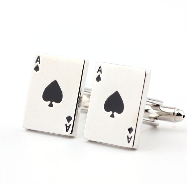 Gemelli da camicia alla francese in argento e nero con carta da gioco Gemelli da camicia Accessori per camicie Gemelli_voghion.com