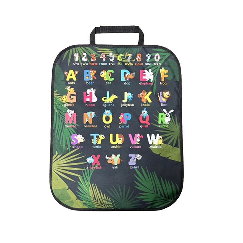 1pc Waterproof Car Seat Cover With Fun Alphabet & Animal Design - Durable Polyester Kick Mat To Protect Against Dirt,_voghion.com