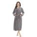Solid Color Fleece Bathrobe - Winter Plush Robe With Belt, One Size Fits Most (115x55cm), Couple’s Matching Loungewear_voghion.com