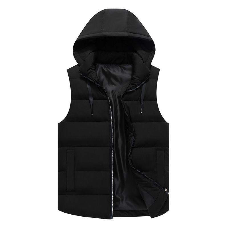 Men's Clothing New vest men's cotton vest large size waistcoat autumn and winter men's jacket with hood and velvet logo_voghion.com