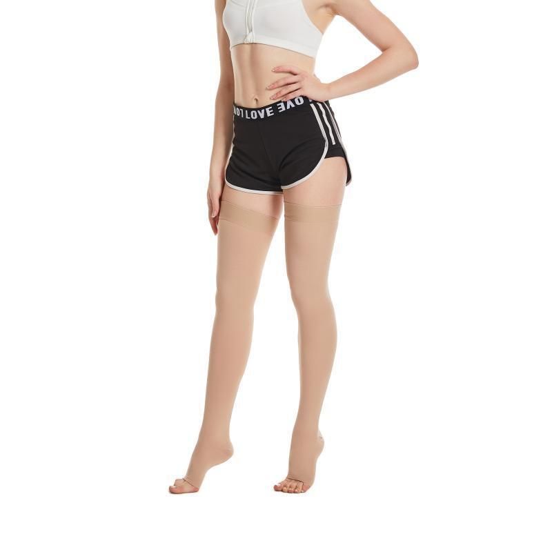 Secondary Vein Long Tube Pressure Unisex Non-Slip Open Toe Breathable Gradient Compression Beautiful Leg Elastic Socks_voghion.com