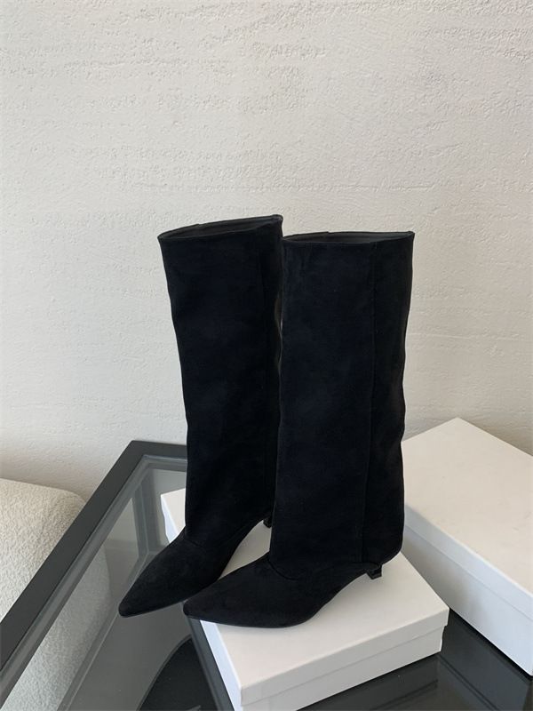 2024 Herbst Winter Neue Spitzschuh Niedrigen Absatz Rohr Reiten Bequeme Vielseitige Over-the-Knie Stiletto Lange Stiefel_voghion.com