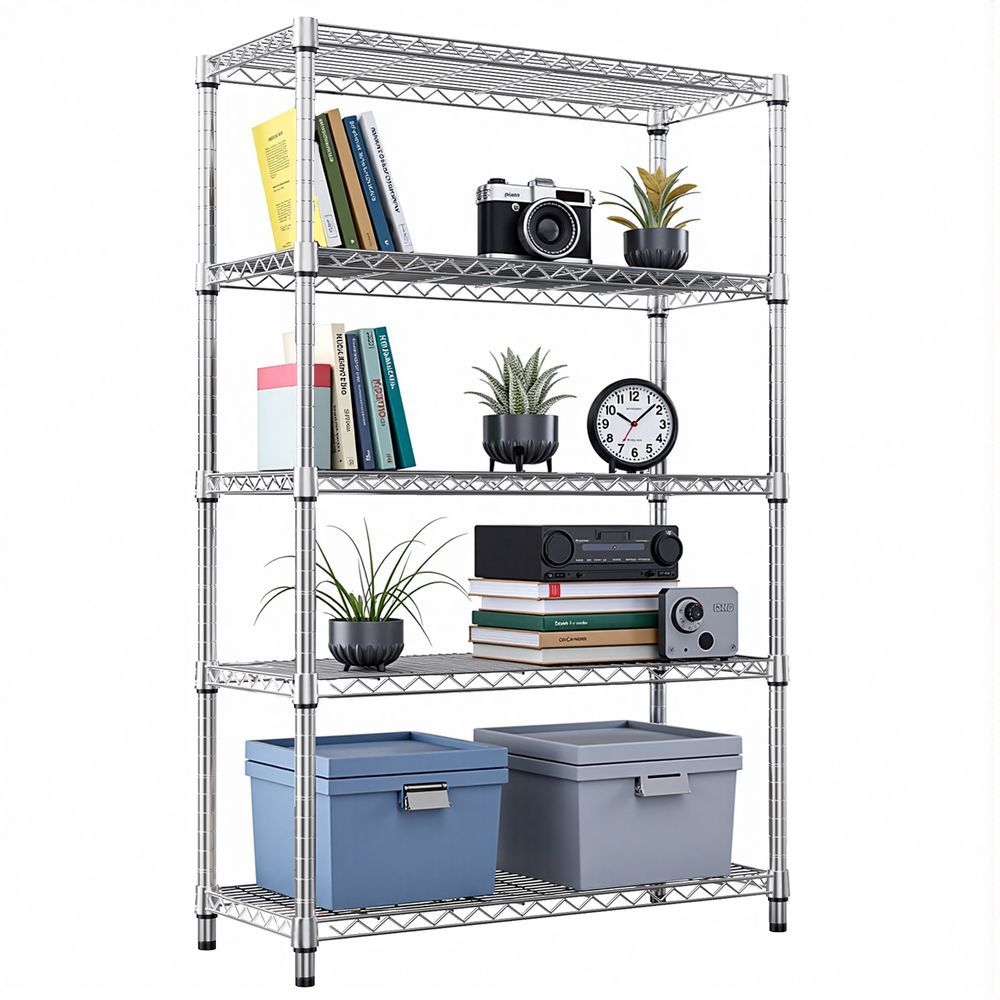 Steel Storage Shelving 5-Tier Utility Shelving Unit Steel Organizer Wire Rack For Home,Kitchen,Office,Garage, 1750 LBS Capacity 17.7' D X 47.2' W X_voghion.com