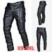 Pantalon en cuir décontracté pour homme, couleur unie, avec sangles en PU, KZ2332_voghion.com