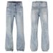 Vintage gewassen lichtblauwe Bowie-jeans voor heren - Cleanfit High Street Slim Straight Bootcut Denim-broek_voghion.com