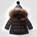 Cappotto invernale per bambine con collo in vera pelliccia, giacca imbottita calda per bambini e bambine, capospalla con cappuccio in stile coreano_voghion.com