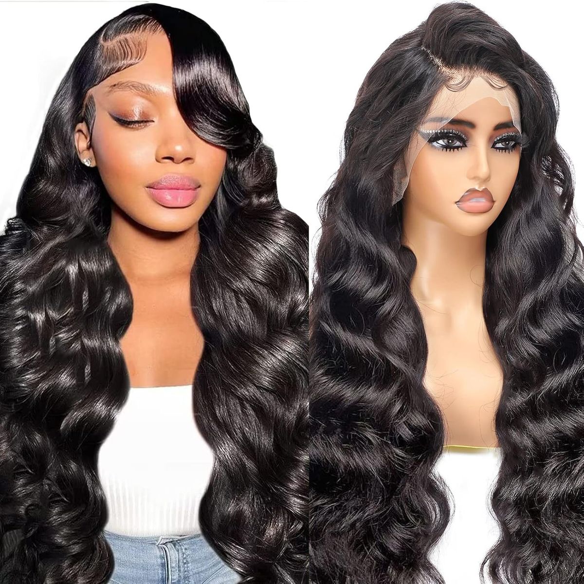 13x6 HD Lace Front Wigs Human Hair, Body Wave Human Hair Wig For Black Women, Glueless Wig Human Hair Pre Plucked With Baby Hair, Black Brazilian Real_voghion.com