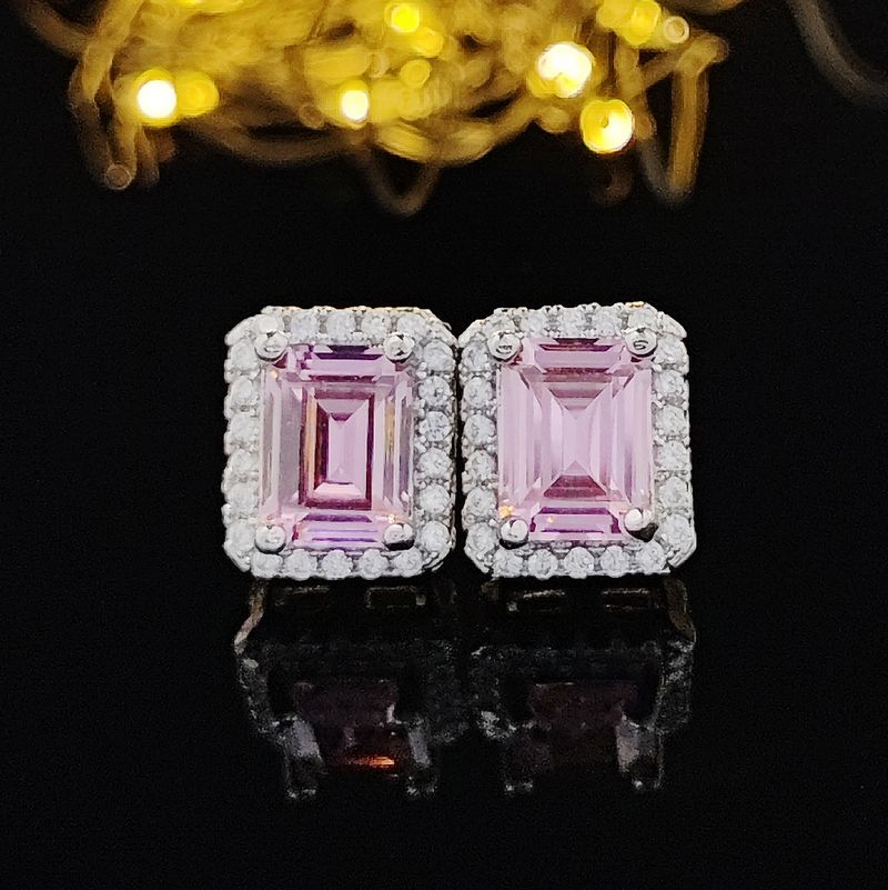 Boucles d&#39;oreilles femme zircon rose z7_voghion.com