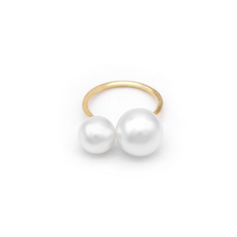 large and small pearl open ring minimalist exaggerated ring double pearl ring female_voghion.com