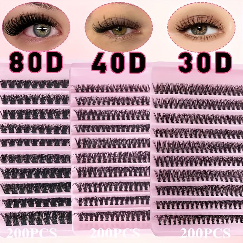 Eyelashes Set 30D/40D/80D Segmented Eyelashes False Eyelashes Large Capacity DIY Eyelashes Set + Double Head Glue + Tweezers_voghion.com
