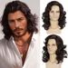 Kairuisi Men's Brown Side Part Medium Long Curly Wig - Heat Resistant Synthetic Hair With Rose Net Cap For Natural Look & Comfort (M1458)_voghion.com