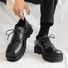 ShoeVault Square Toe Leather High-End Thick-Soled Korean Style, Niche Design, Black Loafers For Men, Summer Trendy_voghion.com