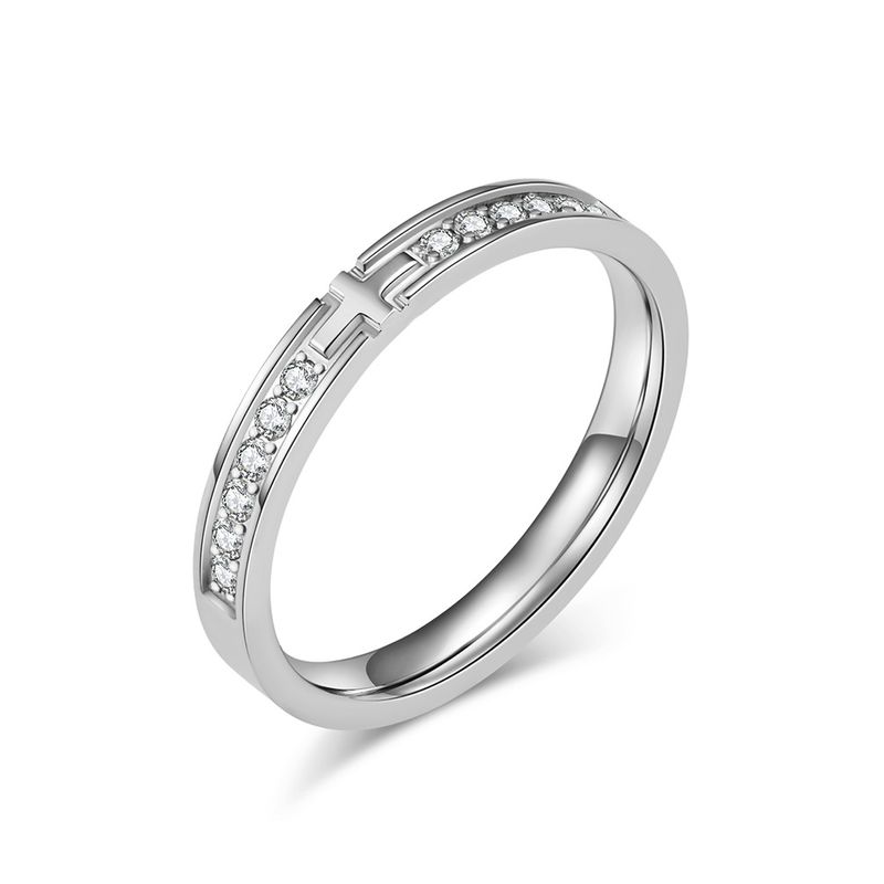 Titanstahl Diamantkreuz Liebesring Neutraler Stil Ehering für Männer und Frauen_voghion.com