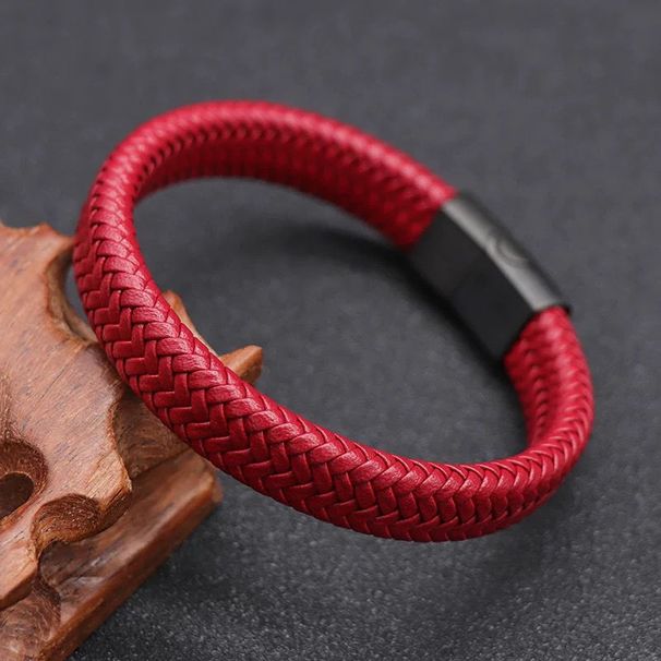 Braccialetto personalizzato per coppia di studenti dell'anno zodiacale, semplice, per uomini e donne, in corda di pelle rossa_voghion.com