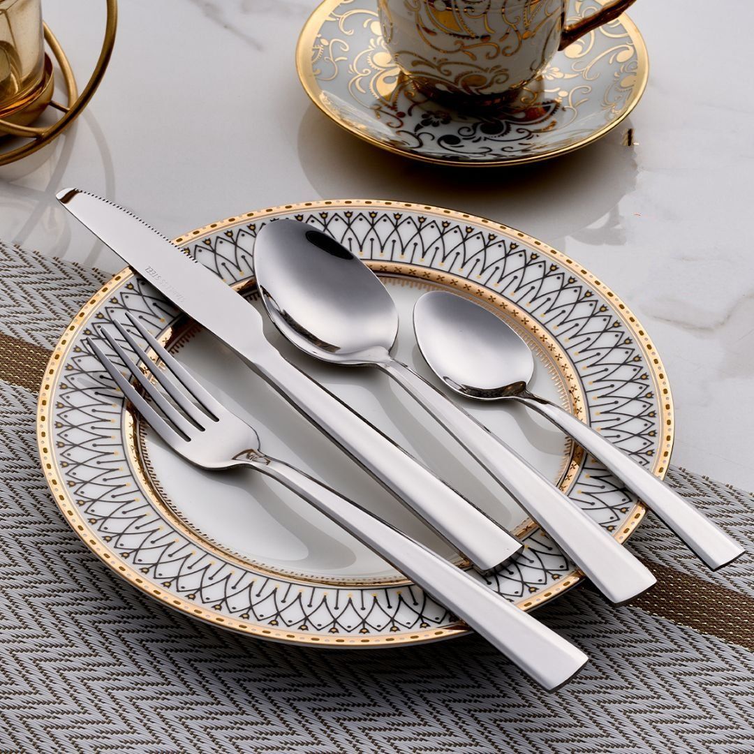 Set di posate in acciaio inossidabile con manico Ins Style, coltello da bistecca occidentale, cucchiaio da dessert, forchetta_voghion.com