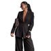 Damen-Set aus maßgeschneidertem Blazer und Hose mit Revers – Büro-Eleganz mit einem Knopf (S-L, klassische Unifarben)_voghion.com