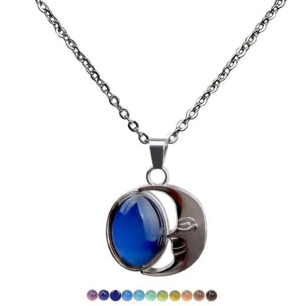 Chains Female Moon Gem Feeling Warm Color Changing Necklace Stainless Steel Chain_voghion.com