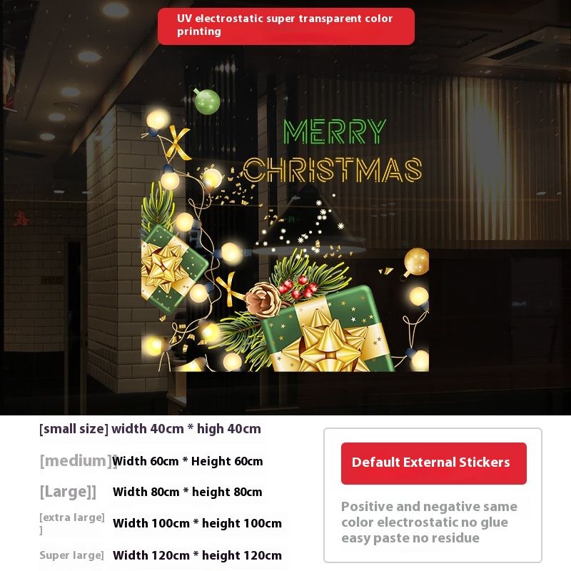 Dekorationer, klistermärken för glasdörrar, julklappsaskar, butiker, köpcentra, elektrostatiska klistermärken_voghion.com