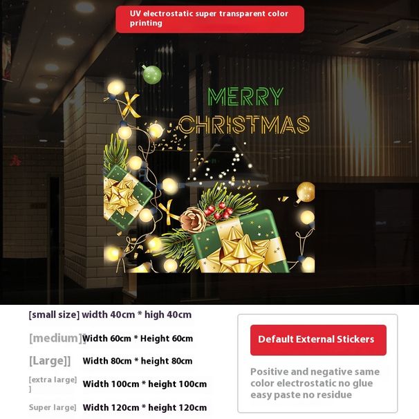 Dekorationer, klistermärken för glasdörrar, julklappsaskar, butiker, köpcentra, elektrostatiska klistermärken_voghion.com