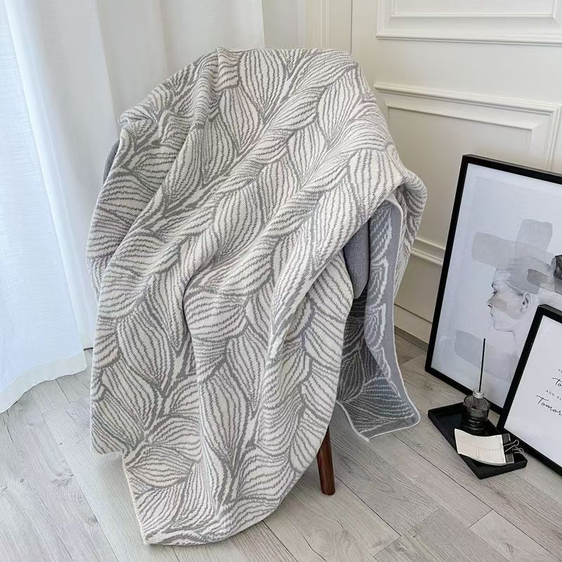Listový vzor Pletená deka na pohovku Deka na konec postele Deka s klimatizací Deka na zdřímnutí_voghion.com