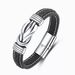fashion Commuter Men's Leather Alloy Magnetic Twisted Punk Bracelet_voghion.com