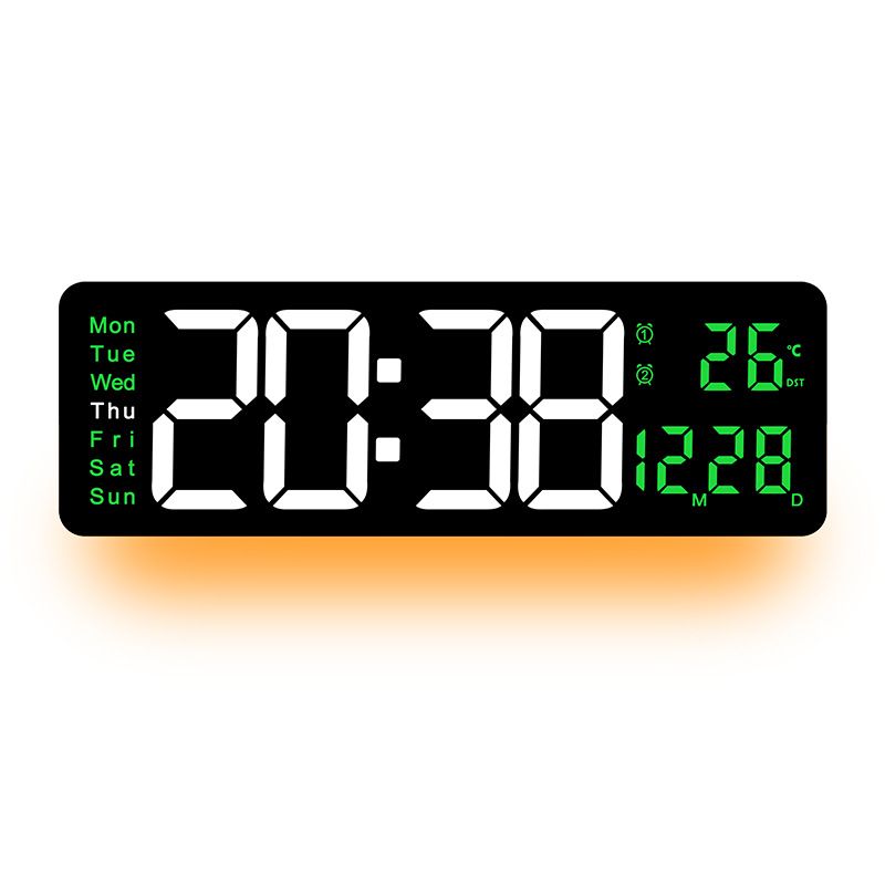 Modern LED Digital Wall Clock With Multi-Color Backlight, Temperature Display, Calendar & Alarm – Stylish Home & Office Decor_voghion.com
