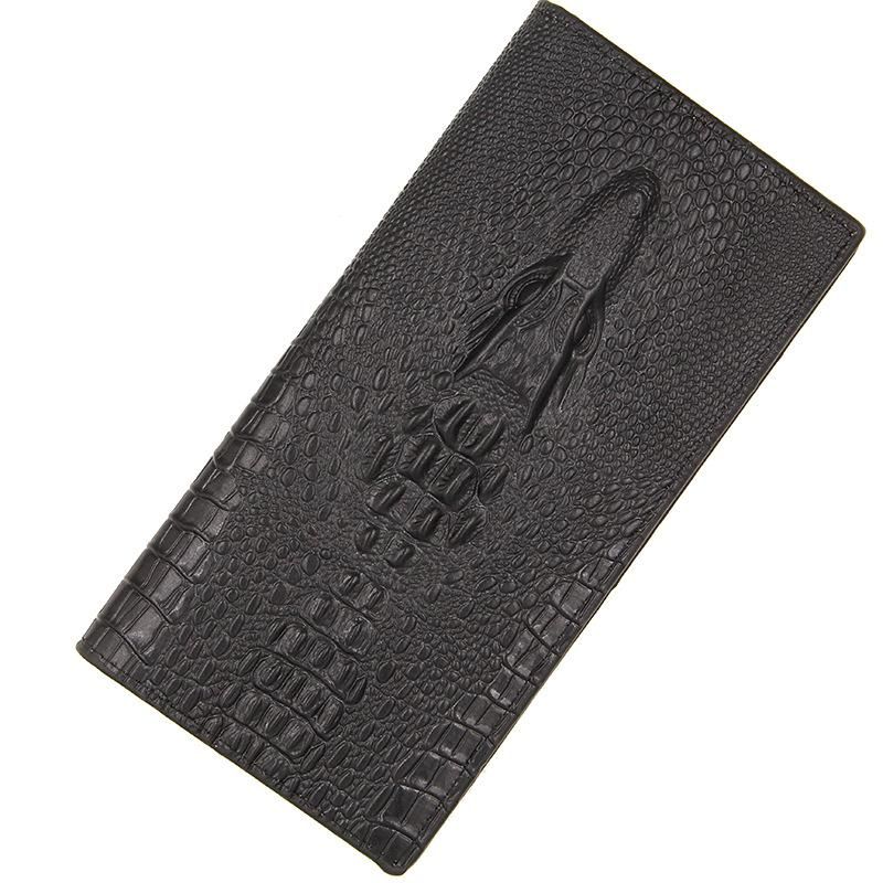 Portefeuilles pour hommes Alligators carteras mince portefeuille pour hommes pochette en cuir PU en motif Crocodile longue bourse portafoglio_voghion.com
