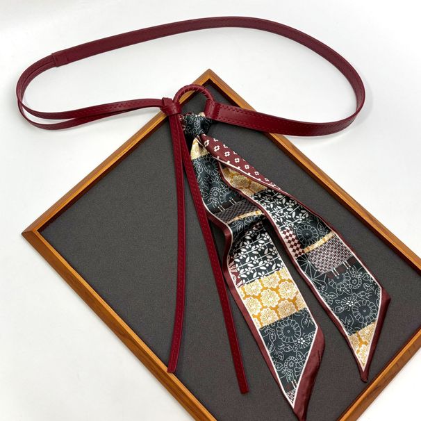 Colored Retro Silk Scarves Men's And Women's Belts Women's Dresses Fashionable Versatile Decorative Jeans Rings Personalized Thin Belts_voghion.com