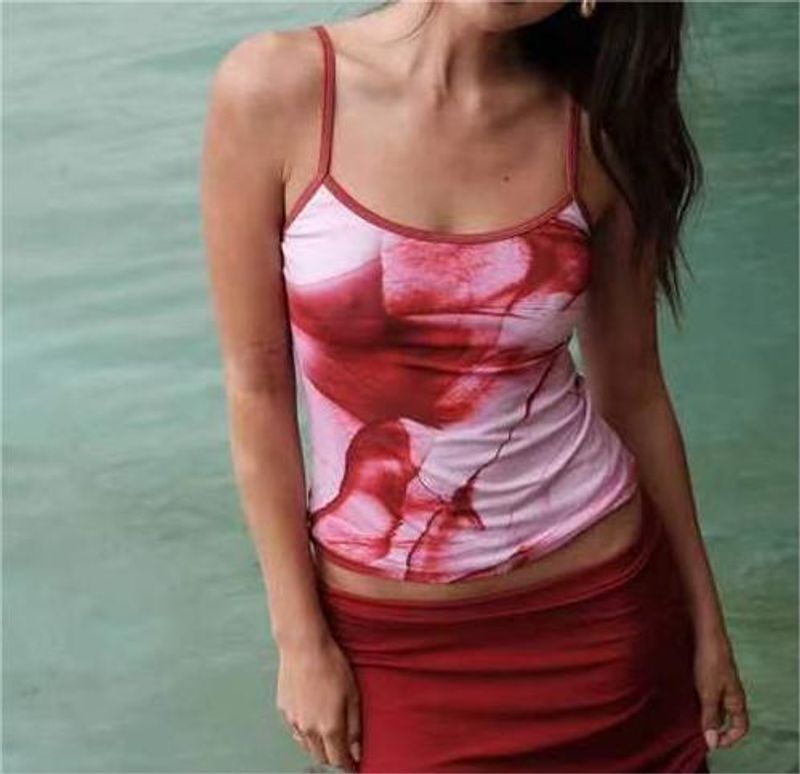 Dameskleding Bedrukt Sexy Camisole Nieuwe Aankomst Contrasterende Kleur Sexy Rugloos Slanke Hot Girl Kleine Vest Op Voorraad_voghion.com