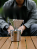 Outdoor Camping Hand Brew Filter Foldable Funnel With Stand Portable Stainless Steel Drip Coffee Pot_voghion.com
