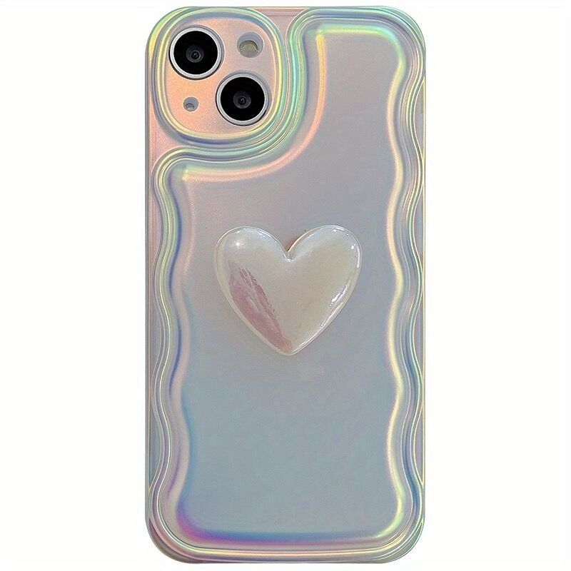 Laser heart three-dimensional cell phone case for  15, 11, 12, 13, 14, Pro Max, Pro, Plus, Mini Full Wrap Phone Case_voghion.com