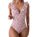 Women's Clothing Floral One Piece Swimsuit Female Conservative Meat Covering Bikini Hot Spring Swimming Suit_voghion.com
