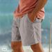 Pantaloncini casual da uomo in cotone e lino - Vita elastica con coulisse, gamba dritta e traspiranti, per l'uso quotidiano e in spiaggia_voghion.com