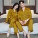 Red couple sleepwear women spring and autumn, ice silk long sleeved suit men in plus size, leopard print home clothes_voghion.com