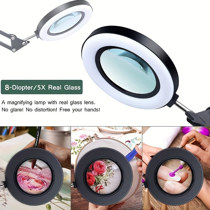 1 Foldable And Rotating Desktop Magnifying Glass With Light That Can Be Fixed On The Desktop_voghion.com
