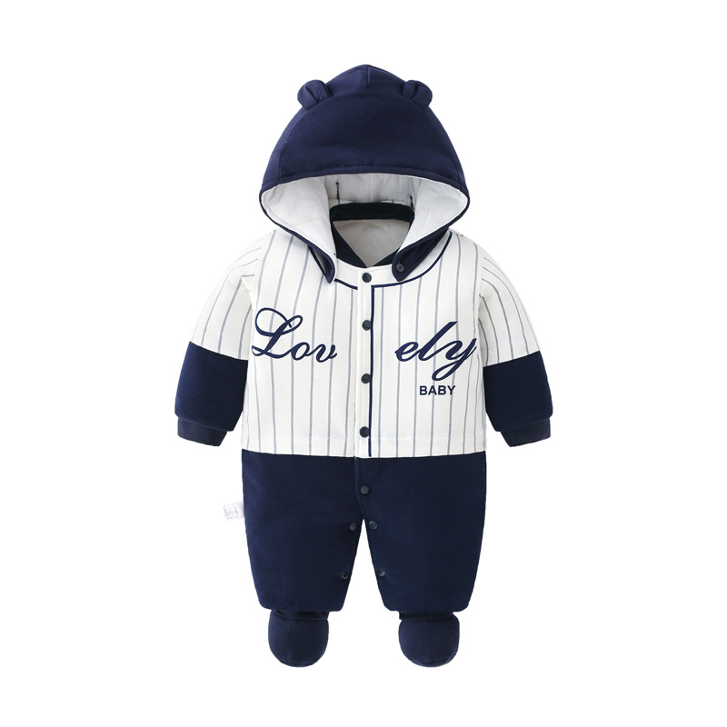 Børne jumpsuit fortykket babytøj tøj efterår og vinter nyfødte går ud bomuld vinter varm jumpsuit_voghion.com