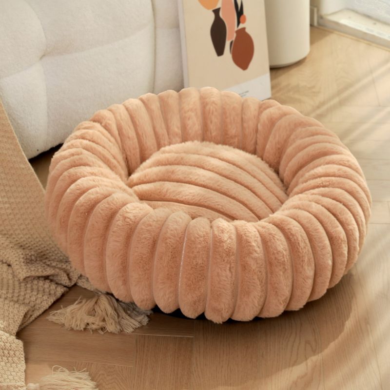 New Long Hair Round Cat Winter Warm Dog Bed High Weight Straight Rabbit Fur Pet Mat_voghion.com