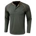 Man's clothing Long sleeve men's T-shirt men Henry shirt matching color T-shirt men_voghion.com