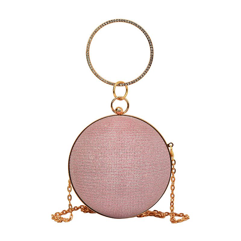 Una bola redonda de diseño de nicho para mujeres, un nuevo bolso de cena pequeño con cadena cruzada de mano de alta gama, un mini bolso rojo con boca_voghion.com