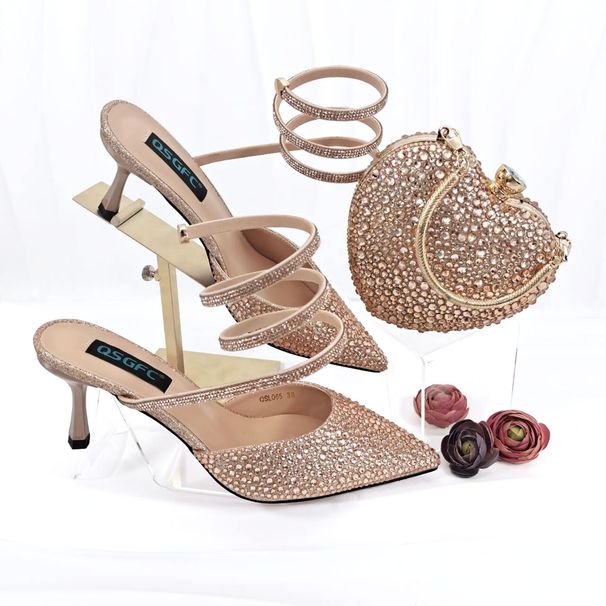 Set di borse per scarpe da donna sexy con tacchi alti a punta, a forma di cuore, piccola borsa squisita_voghion.com