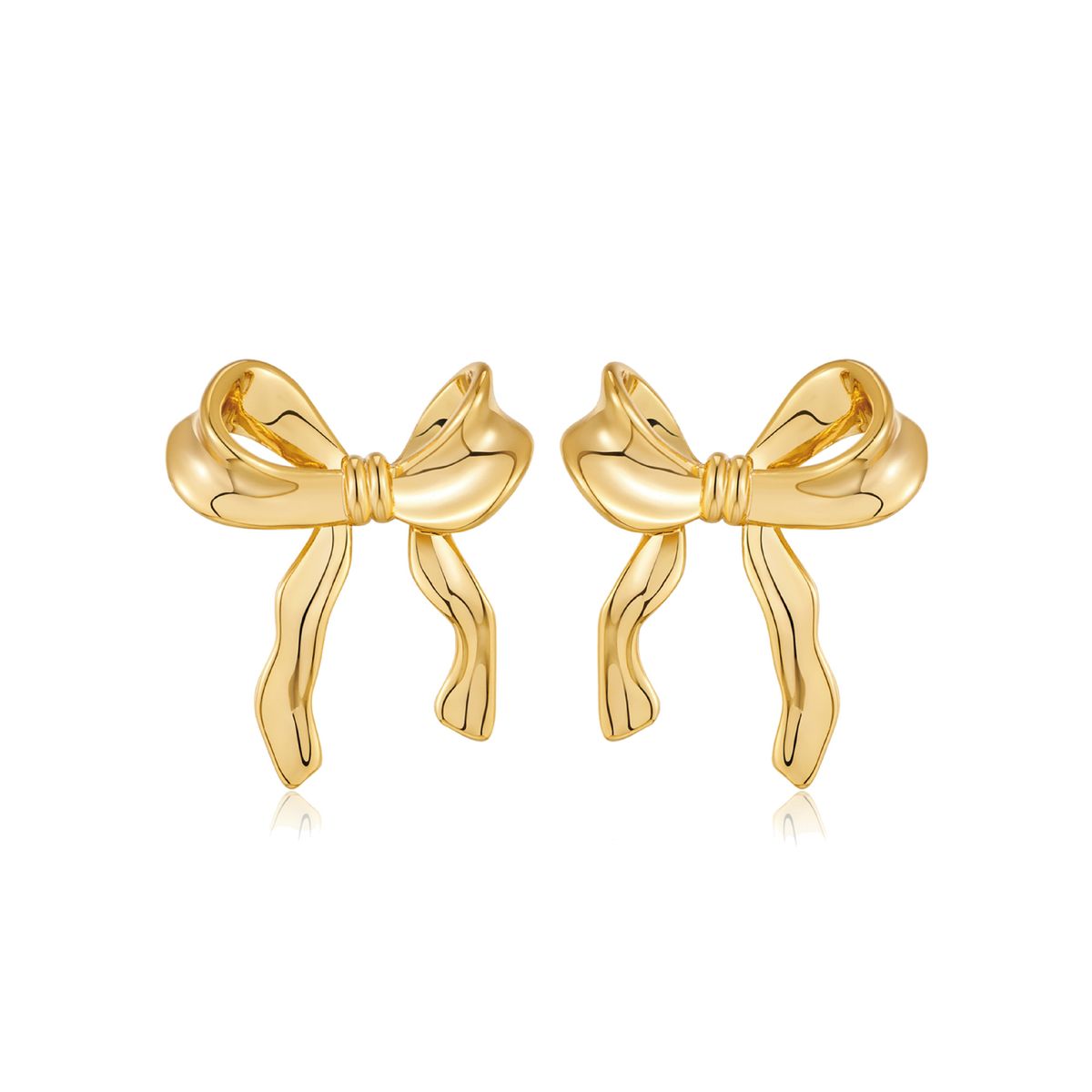 Bogenohrringe Kupfer mit echtem Gold überzogene weibliche Ohrringe Mode Bogen Persönlichkeit weibliche Ohrringe_voghion.com