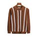 Herren-Polo-Strickpullover in Übergröße für Business-Casual-Anlässe – Gestreifter Jacquard-Pullover mit atmungsaktivem Stretchmaterial_voghion.com