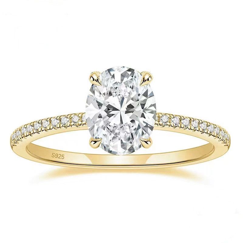 Anillo de moissanita ovalado en forma de huevo de paloma y diamante de 3 quilates en plata de ley S925._voghion.com